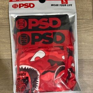 PSD Red and Black Shark Print Boxer Briefs